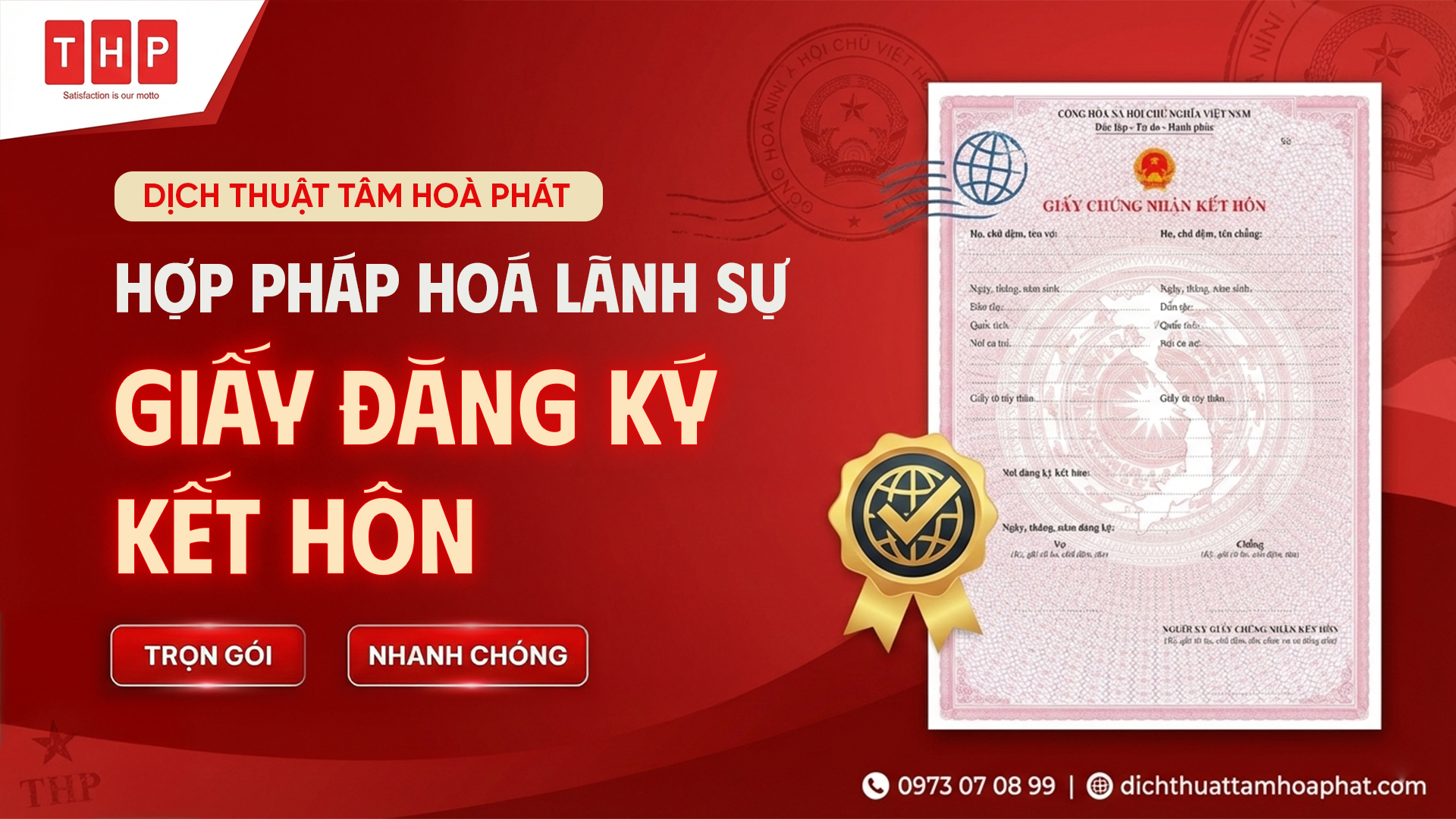 Hợp pháp hoá lãnh sự giấy đăng ký kết hôn trọn gói, nhanh chóng