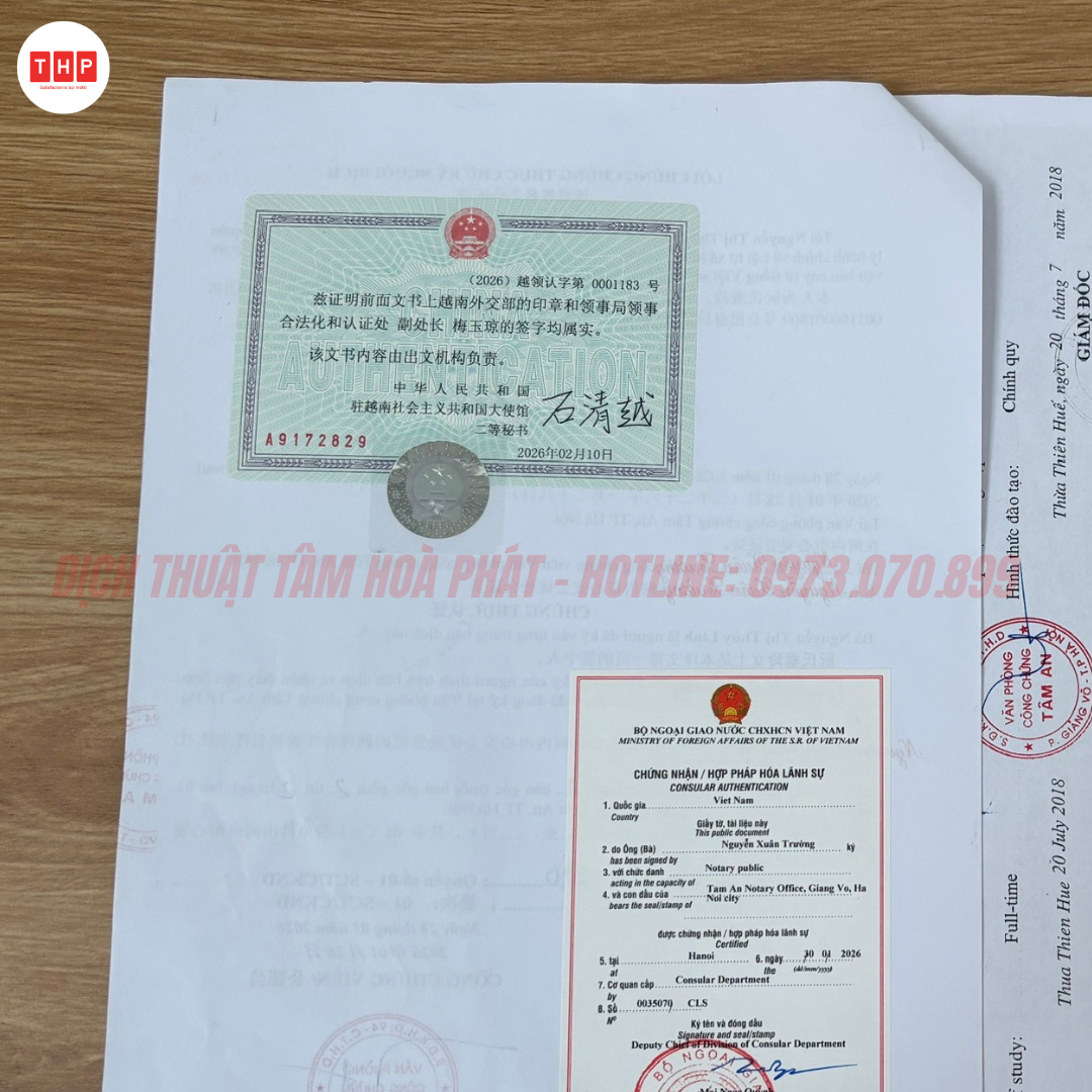Hướng dẫn Hợp pháp hoá lãnh sự hồ sơ Đăng ký kết hôn với người Trung Quốc mới nhất 2026